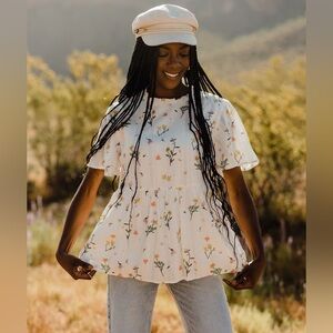 Roolee White Floral Peplum Blouse